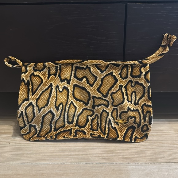 Luli Fama Velvet Snakeskin Clutch Bikini Bag - Picture 2 of 5